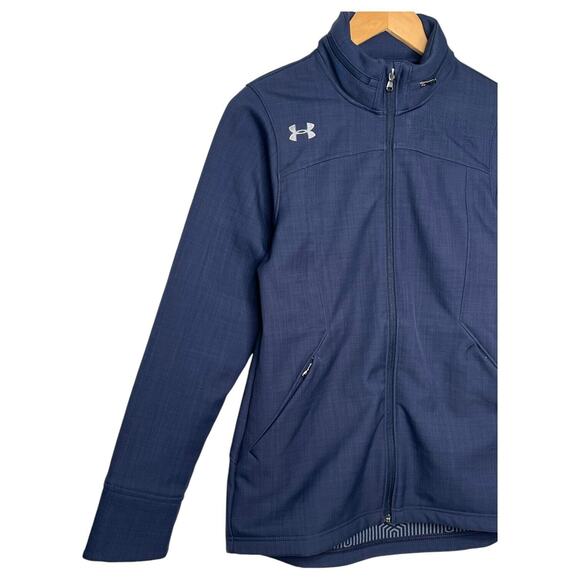 Under Armour Jacket Womens XS Loose ColdGear Pockets Full Zip Hoodie Sporty Blue - Picture 7 of 15